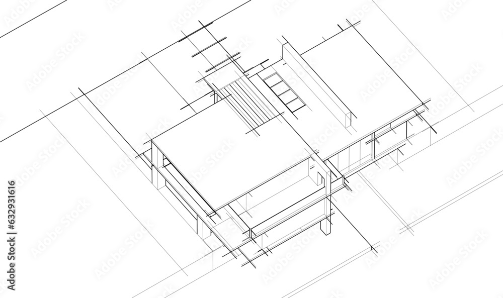 house building sketch architecture 3d illustration house building sketch architecture 3d illustration