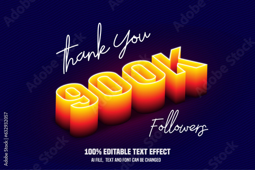social media followers 3d text style effect