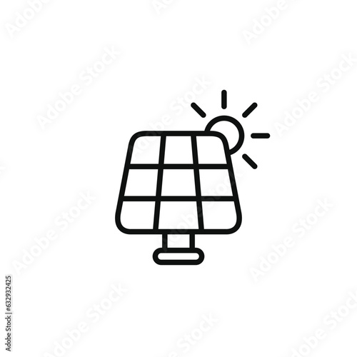 Solar panel line icon isolated on white background