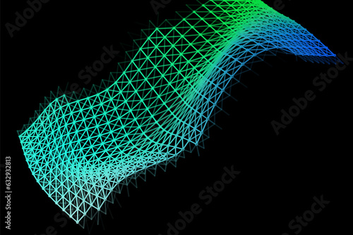 Vector background of net cells. Fish football sport syrface. Fluid flow on wind. Flag fabric data processing. photo