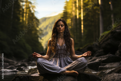 Meditative Yoga Poses in Nature Generative AI