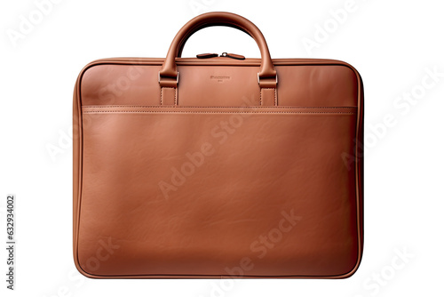 brown leather briefcase isolated on transparent background photo