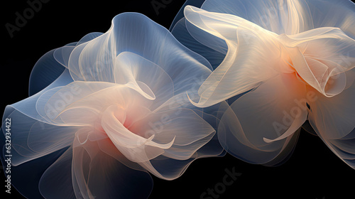 Abstract floating fabric on black background © RDO