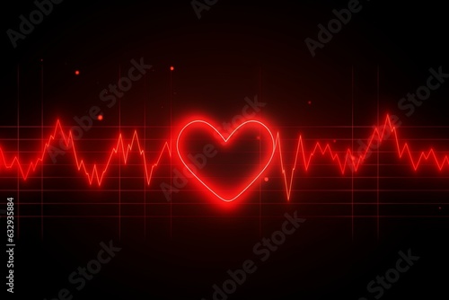 Abstract heart and digital cardiogram curve as a symbol of cardiovascular health. Background