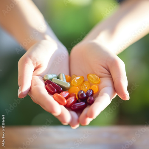 Hand full of tablets photo