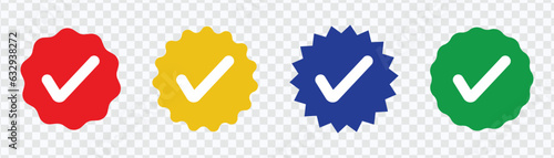 Check tick mark, approved icon, Verify icon stamp, Premium official account Vector illustration isolated