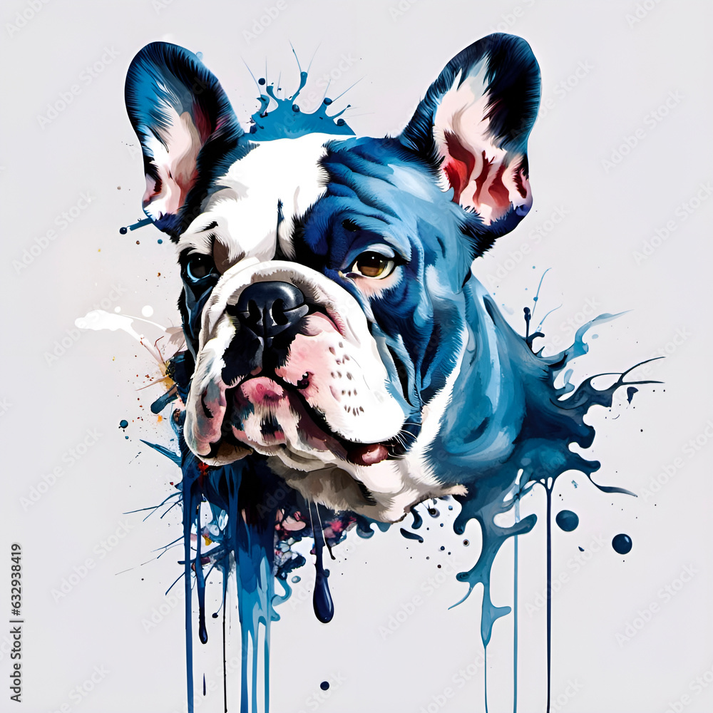 Portrait of blue bulldog on white background