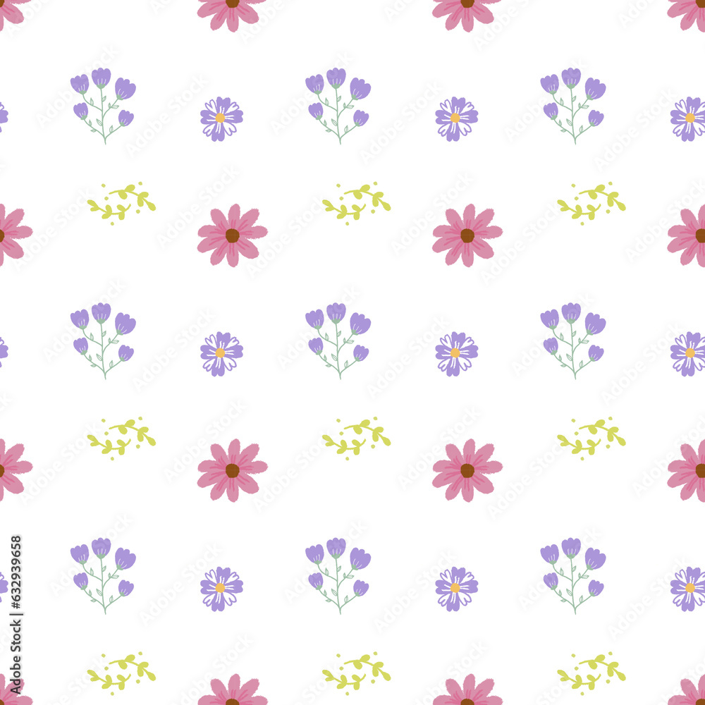 Seamless floral pattern with decorative flowers on white background Seamless floral pattern with decorative flowers on white background