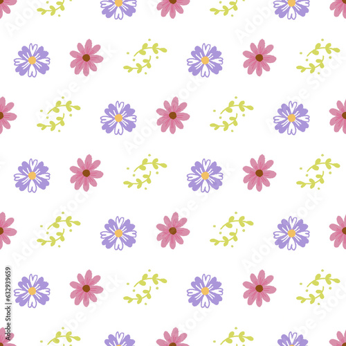 Seamless floral pattern with decorative flowers on white background