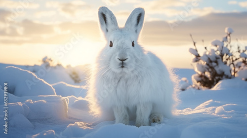 Arctic hare in the snow