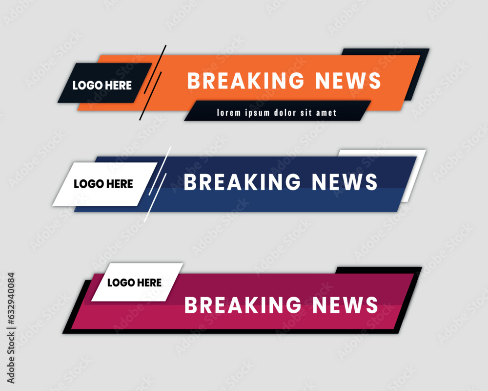 colorful  simple clean geometric lower third banner template design premium Vector , streaming , sport news
