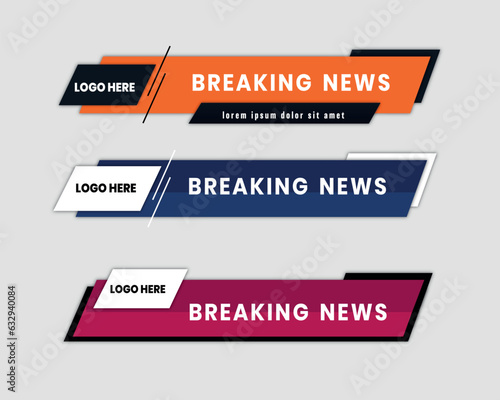 colorful  simple clean geometric lower third banner template design premium Vector , streaming , sport news
