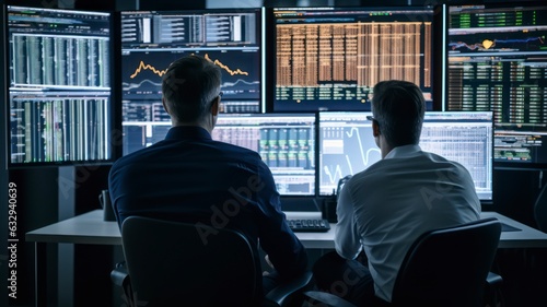 Technical Analyst Monitoring Data on Multiple Screens  Optimizing Assets and Mitigating Risks