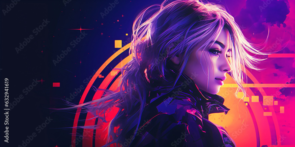 cyberpunk girl in purple color cyberpunk girl in purple color
