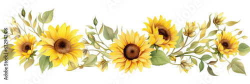 Watercolor image of Sunflower border