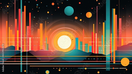 abstract background  retro vintage geometric strip and spot style art illustration  Generative Ai