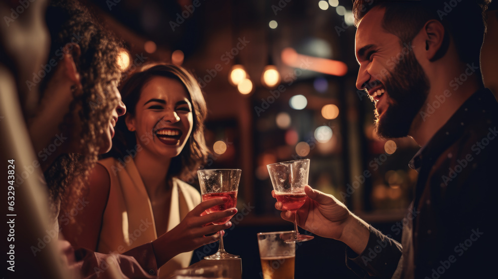 Group of friends are relaxing at a party and drinking cocktails. Group of friends are relaxing at a party and drinking cocktails.