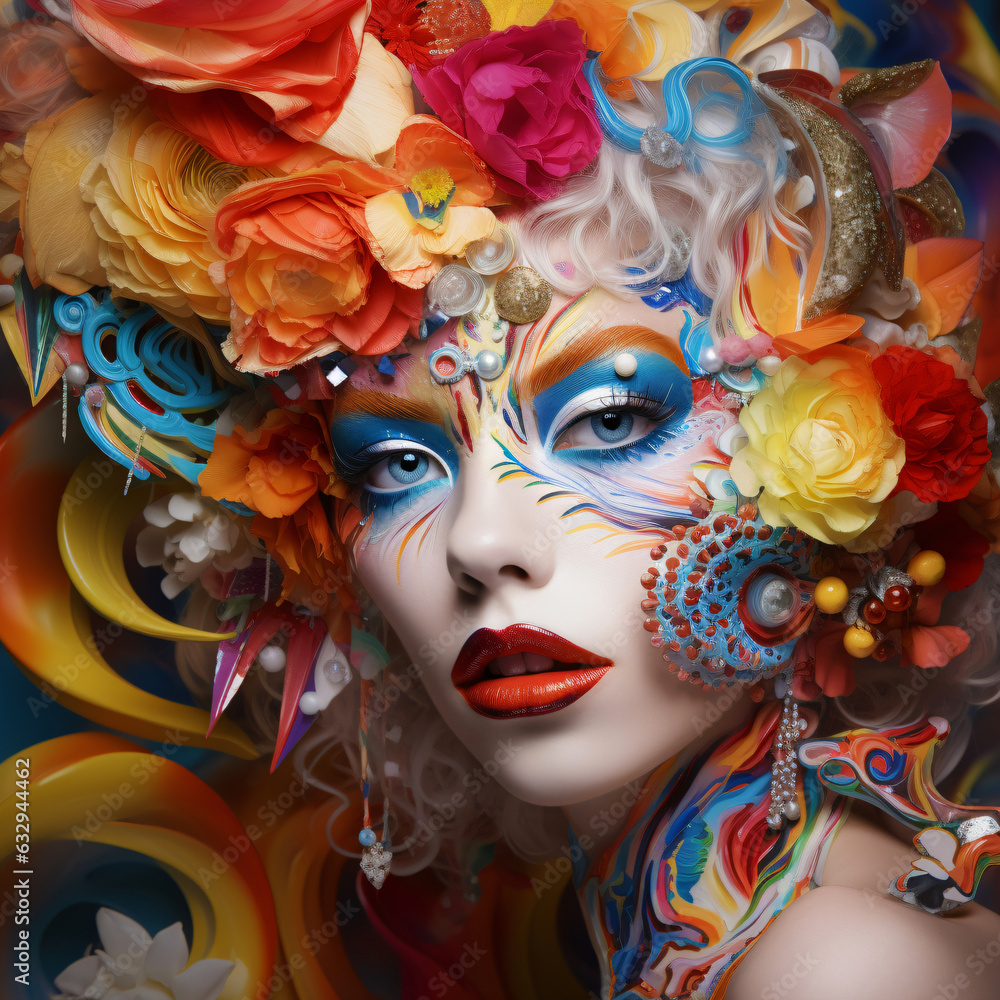 beautiful flower power woman