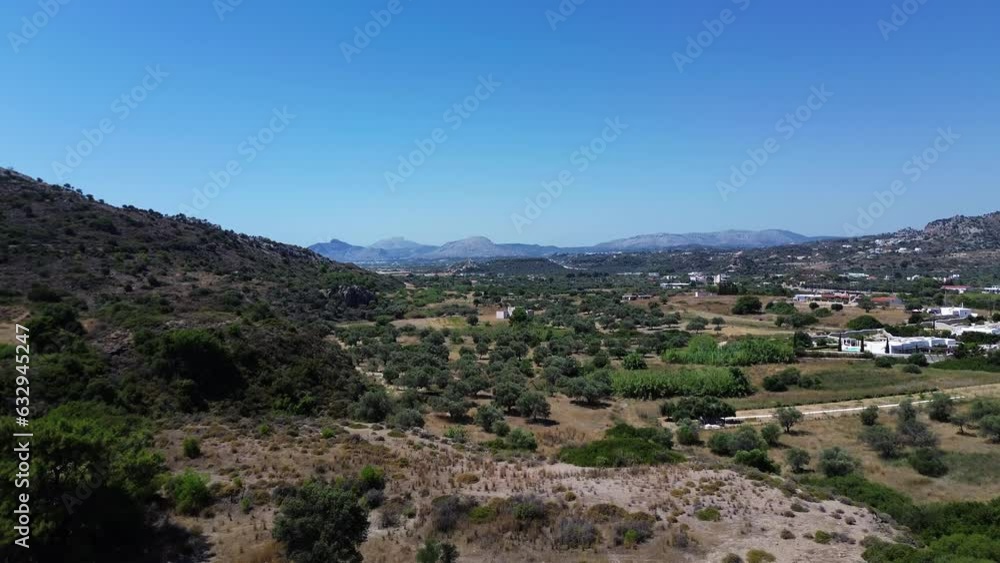 Green Forest after the wildfire in Rhodes with seaside in the background in Greece during the summer filmed with the drone in 4K Green Forest after the wildfire in Rhodes with seaside in the background in Greece during the summer filmed with the drone in 4K