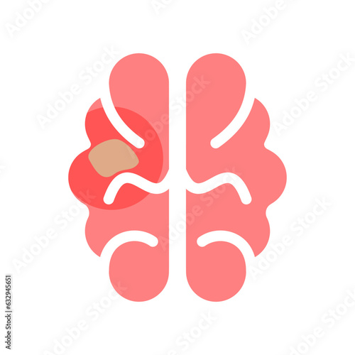 Pink brain tumor medical icon flat vector design