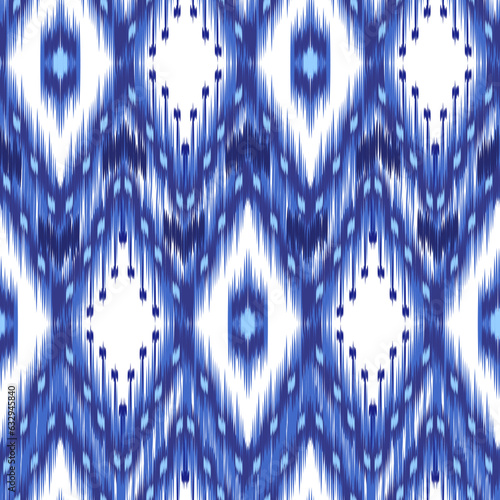 Ikat Ogee - Seamless Background Pattern In the style of the Tapestry. Abstract background for textile design, wallpaper, surface textures. ATLAS ADRAS ABAYAS