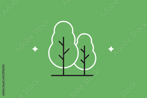 Vector tree illustration in flat design style,  geometric ecology icon.
