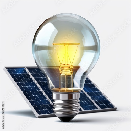  Electric Light Bulb with Solar Panels. Generative AI