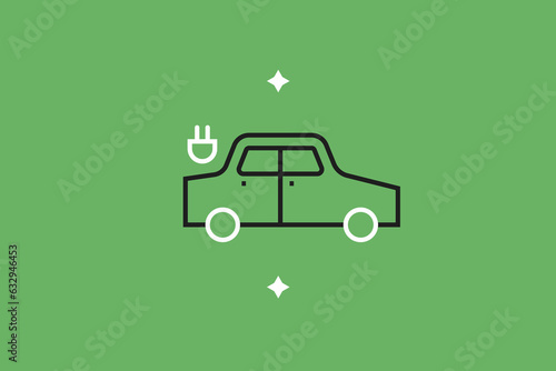 Vector electrocar illustration in flat design style,  geometric ecology icon.
