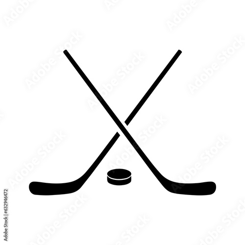 Crossed hockey sticks with hockey puck Svg Cut File. Isolated vector illustration.