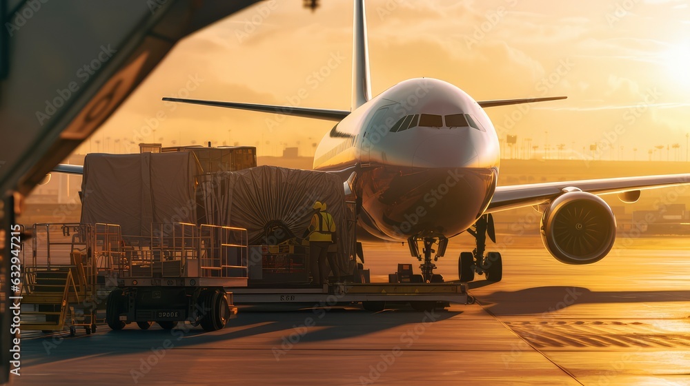 Cargo Plane Soaring Through Blue Skies with Containers Secured in Its ...