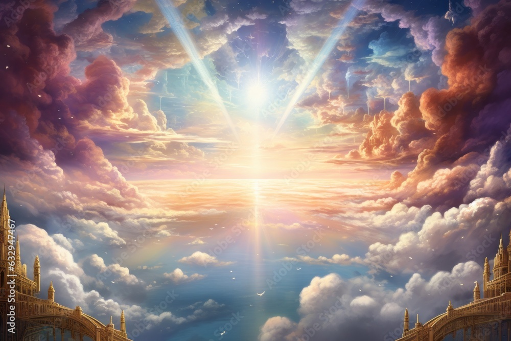 Heaven, paradise sky, enlightenment and spirituality - obrazy, fototapety, plakaty 