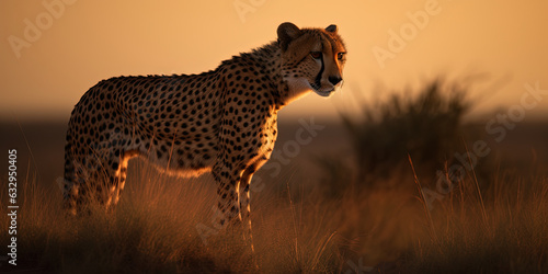 Cheetah wandering through the steppe