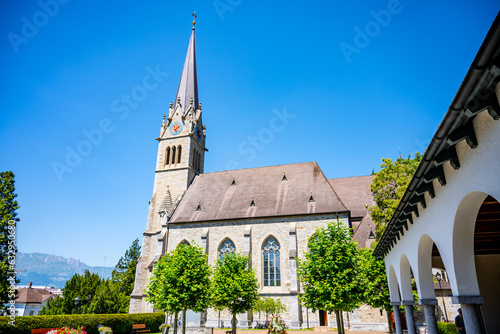 Cathedral of St. Florin, neo-gothic church in Vaduz, Liechtenstein