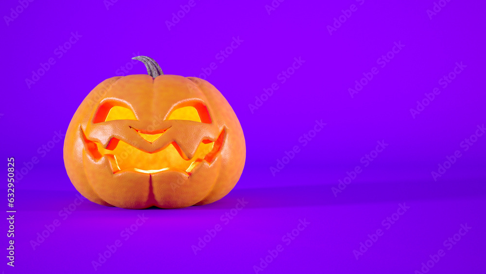Halloween concept jack o lantern isolated on purple background with copy space. Halloween concept jack o lantern isolated on purple background with copy space.