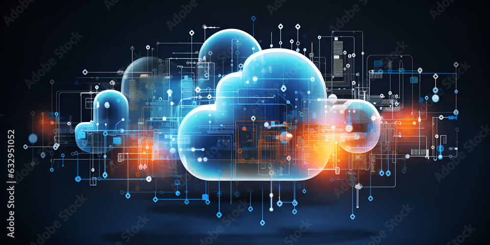 Cloud Software Update Pictures cloud computing and its benefits  Network Management, Modern Data Center, Cloud Networking  - obrazy, fototapety, plakaty 
