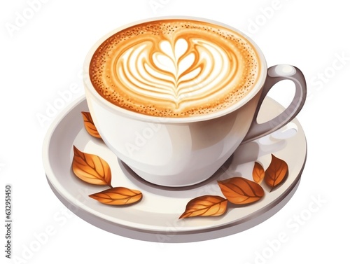 watercolor ultra realistic and hyper detailed of white coffee, clipart, white background generative ai