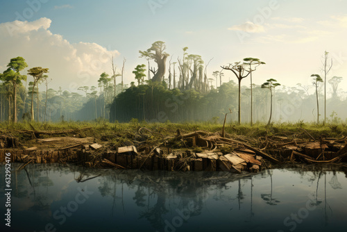Amazon deforestation - Generative AI illustration © CrazyCat