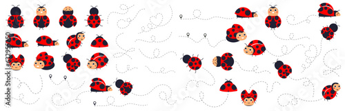 Ladybug icon set. Ladybugs flying. Vector