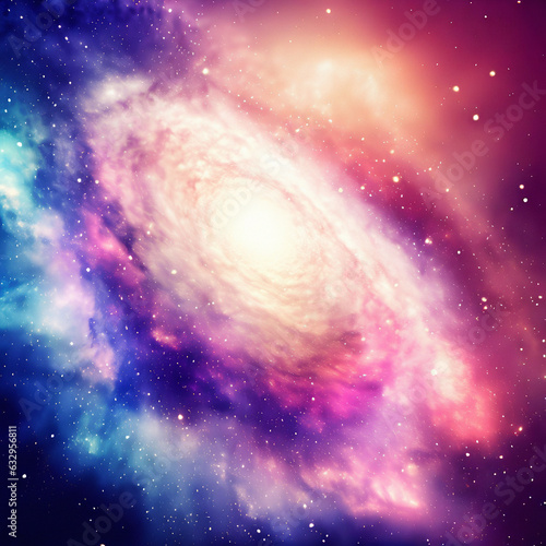 Colorful abstract spiral galaxy in space. Generative AI