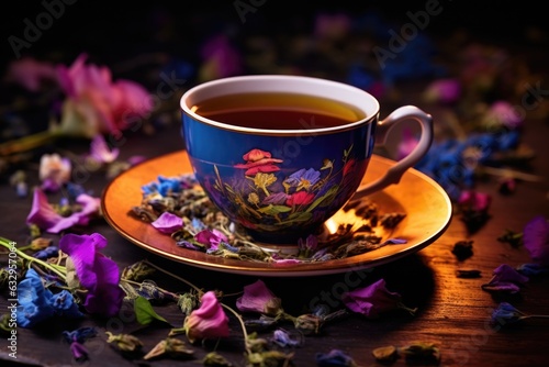Cup of herbal tea background