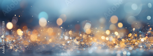 Gorgeous gold and blue sparkly blurred background