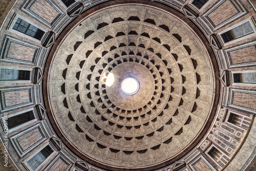 View of the Cielings of Pantheon in Rome  Italy