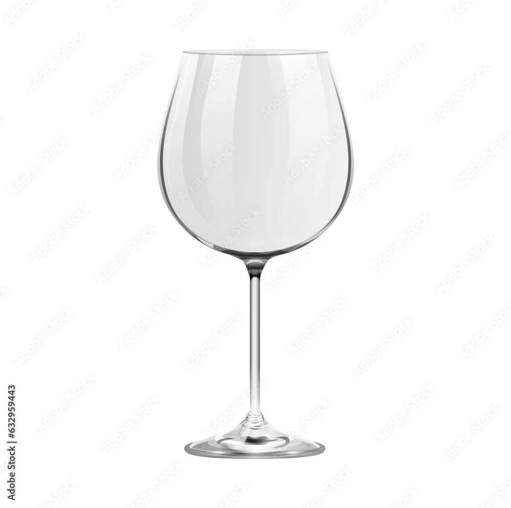 Realistic empty burgundy wine glass isolated on white background Realistic empty burgundy wine glass isolated on white background