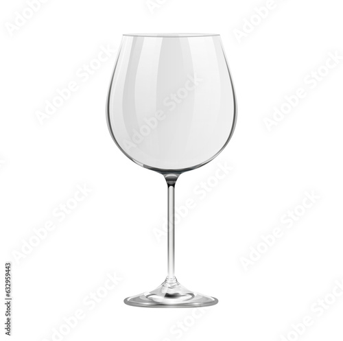 Realistic empty burgundy wine glass isolated on white background