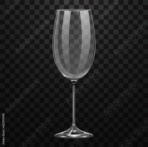 Realistic empty cabernet wine glass isolated on transparent background