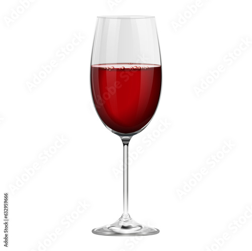 Realistic red cabernet wine glass isolated on white background