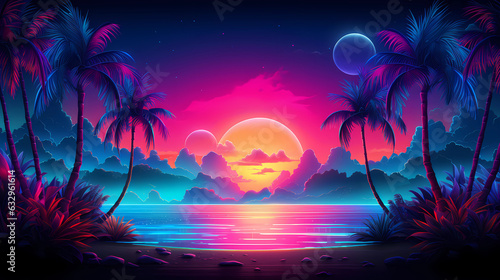 background design of tropical cyberpunk