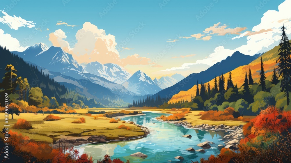 Jiuzhaigou Valley in China Illustration