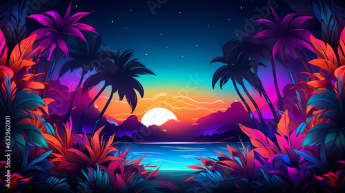 background design of tropical cyberpunk