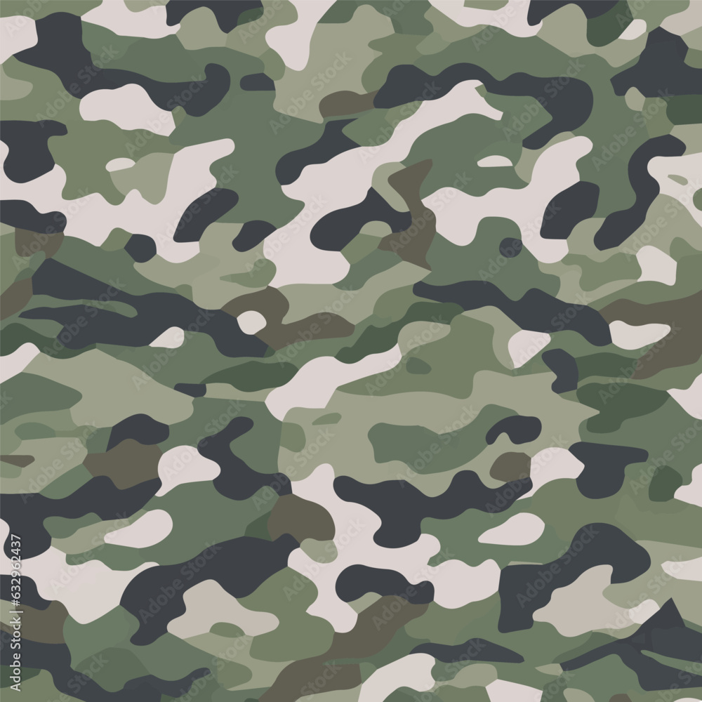 Camouflage seamless pattern. Trendy style camo, repeat print. Vector illustration. Khaki texture, perfect for military army design. Camouflage seamless pattern. Trendy style camo, repeat print. Vector illustration. Khaki texture, perfect for military army design.